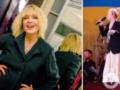 Лайма Вайкуле спела на украинском языке на фоне сине-желтого флага и довела украинцев до слез.